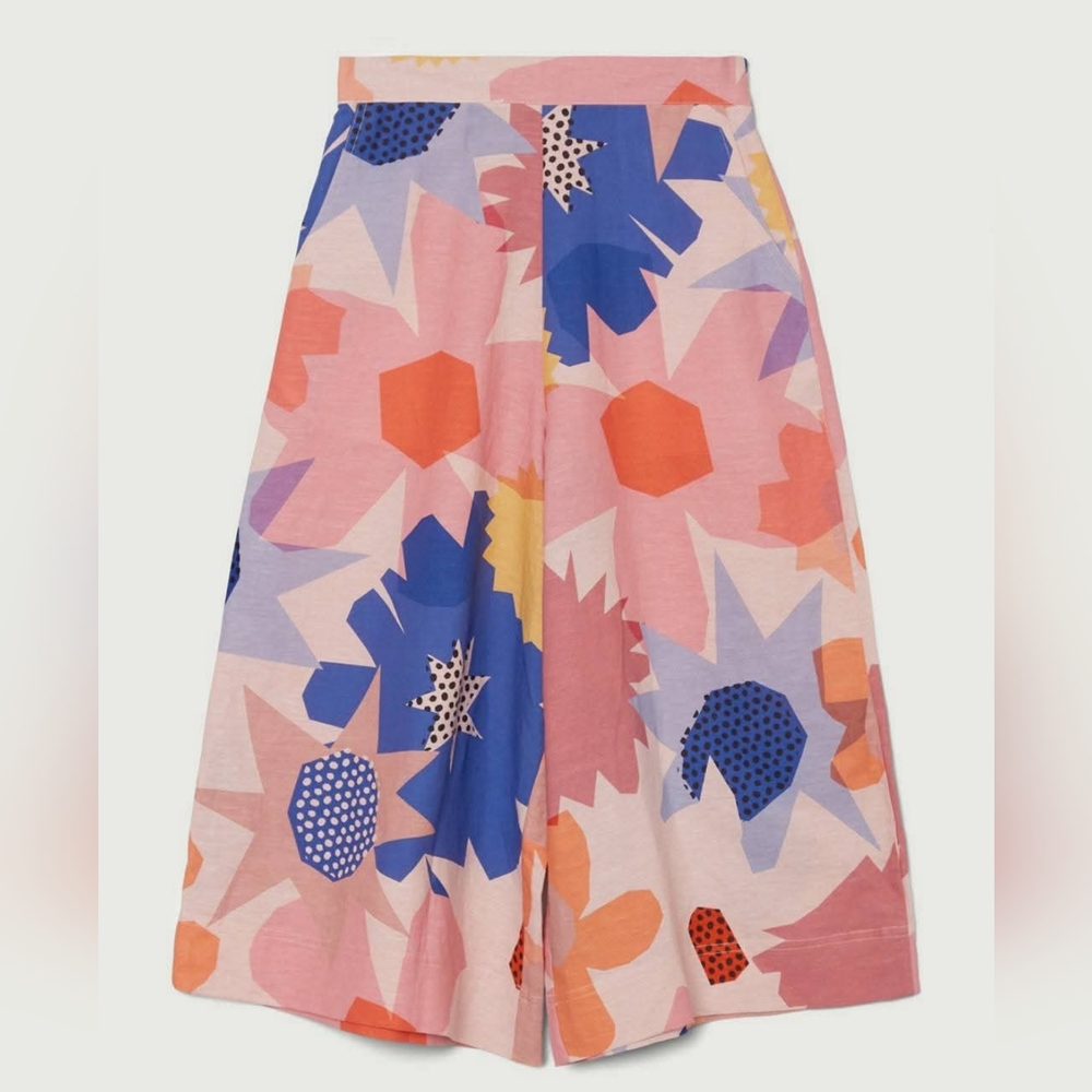 GORMAN Geo Floral Print Linen Culotte Wide Leg Pant Size 14